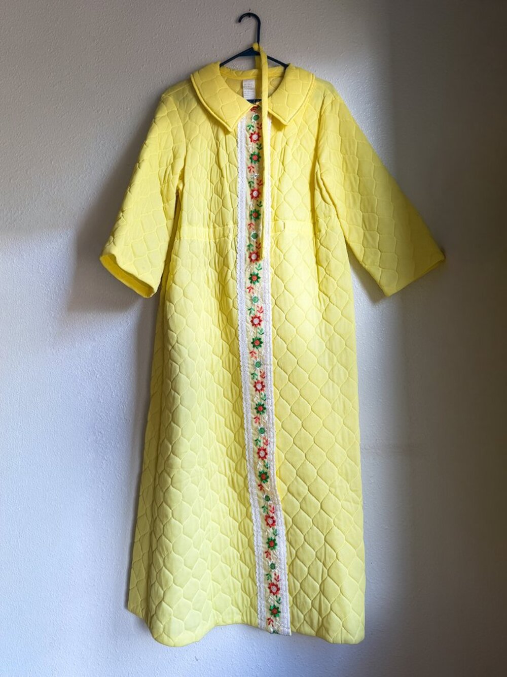 1960s Butter Yellow Quilted House Coat